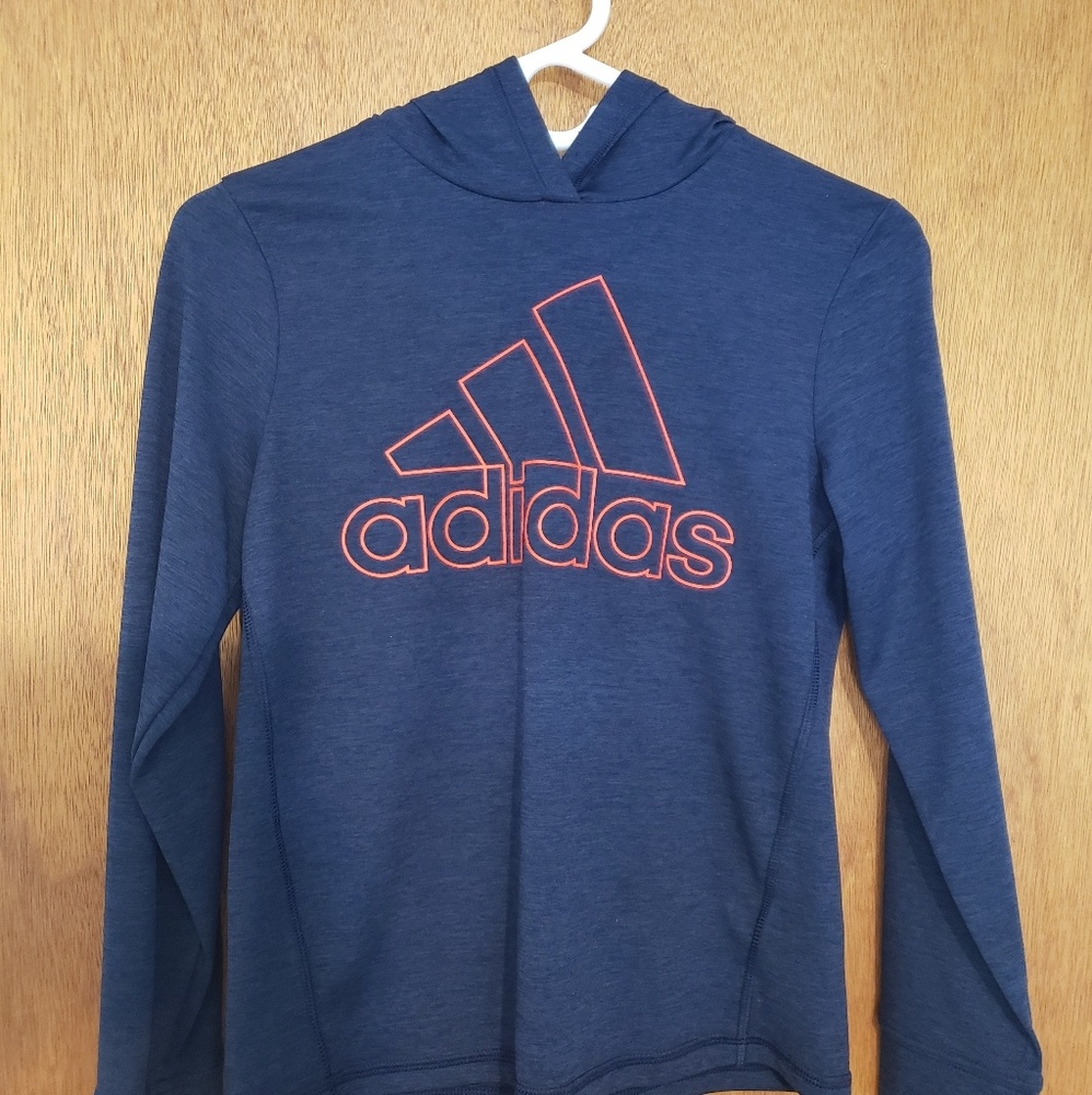 Adidas womans blue athletic dri fit workout hoodie